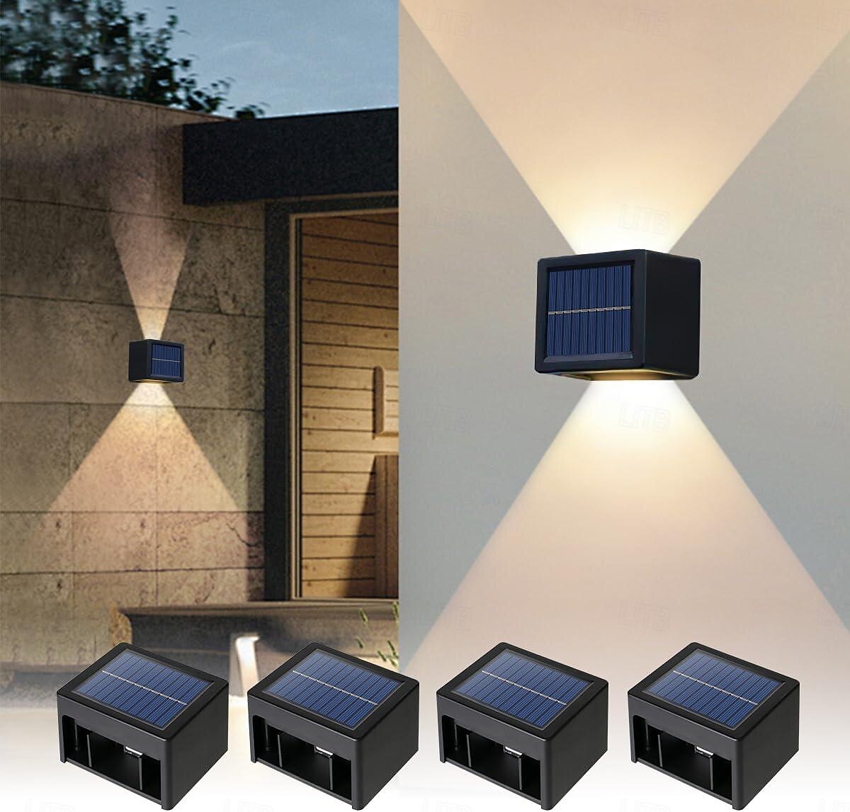 Luces de pared solares exteriores a prueba de agua luces LED alimentadas por solar viga ajustable de arriba hacia abajo al aire libre a prueba de agua para porche patio jardín muro de contención 2026 - $25.99 –P1