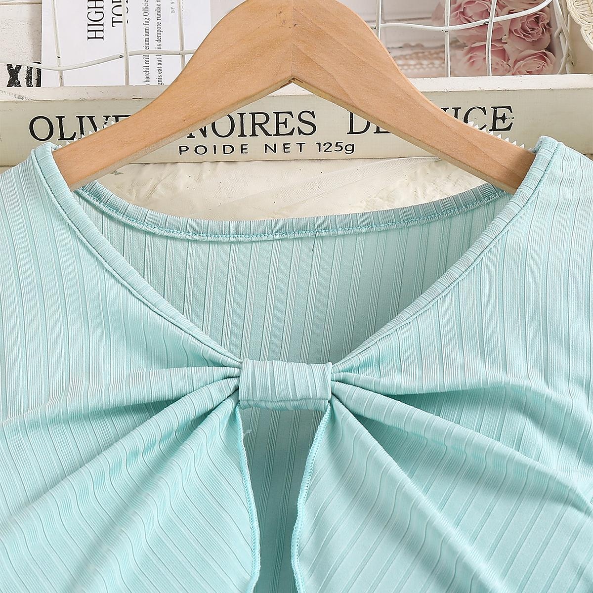 2 pezzi Bambino Da ragazza Farfalla All'americana Abiti eleganti Impostato Manica corta Di tendenza Scuola 7-13 anni Estate Blu del 2025 a $19.99 –P2