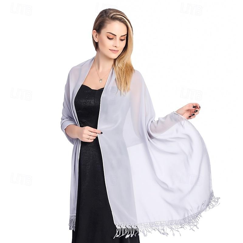 chiffon sjal wraps med blonder frynser damer, myke lette pashmina sjal for kvinner 2025 - $24.99 –P3
