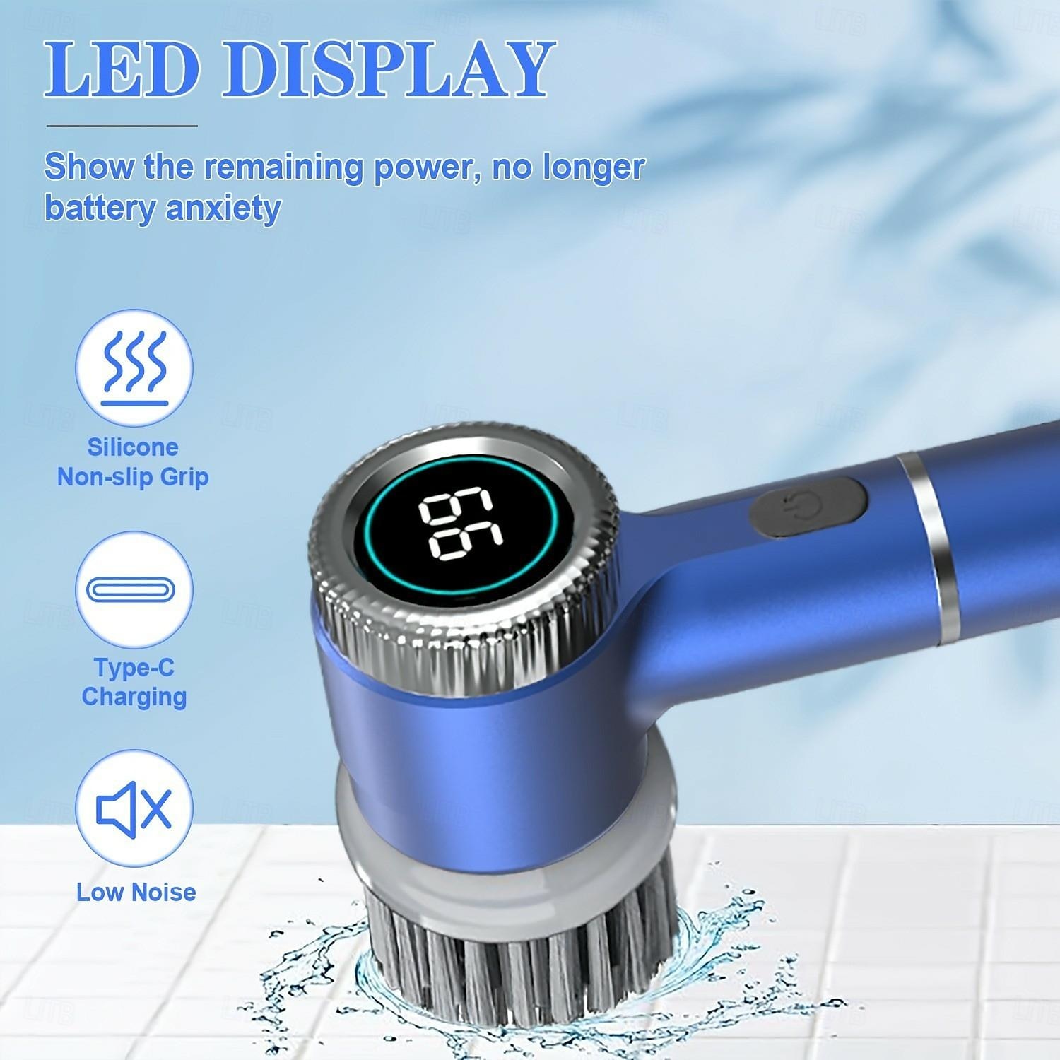 Perie electrică de curățare portabilă fără fir 5 în 1, baterie cu litiu reîncărcabilă prin usb, perie de frecat multifuncțională 2025 - $28.99 –P3