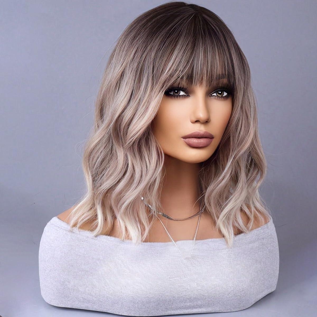 Szőke Ombre Paróka Rövid Bob Paróka Rövid Göndör Hullámos Paróka Frufrukkal Nőknek Hőálló Szintetikus Haj Parókák Mindennapi Használatra Cosplay Paróka Paróka Sapkával Halloween Parókák 2025 - $20.99 –P6