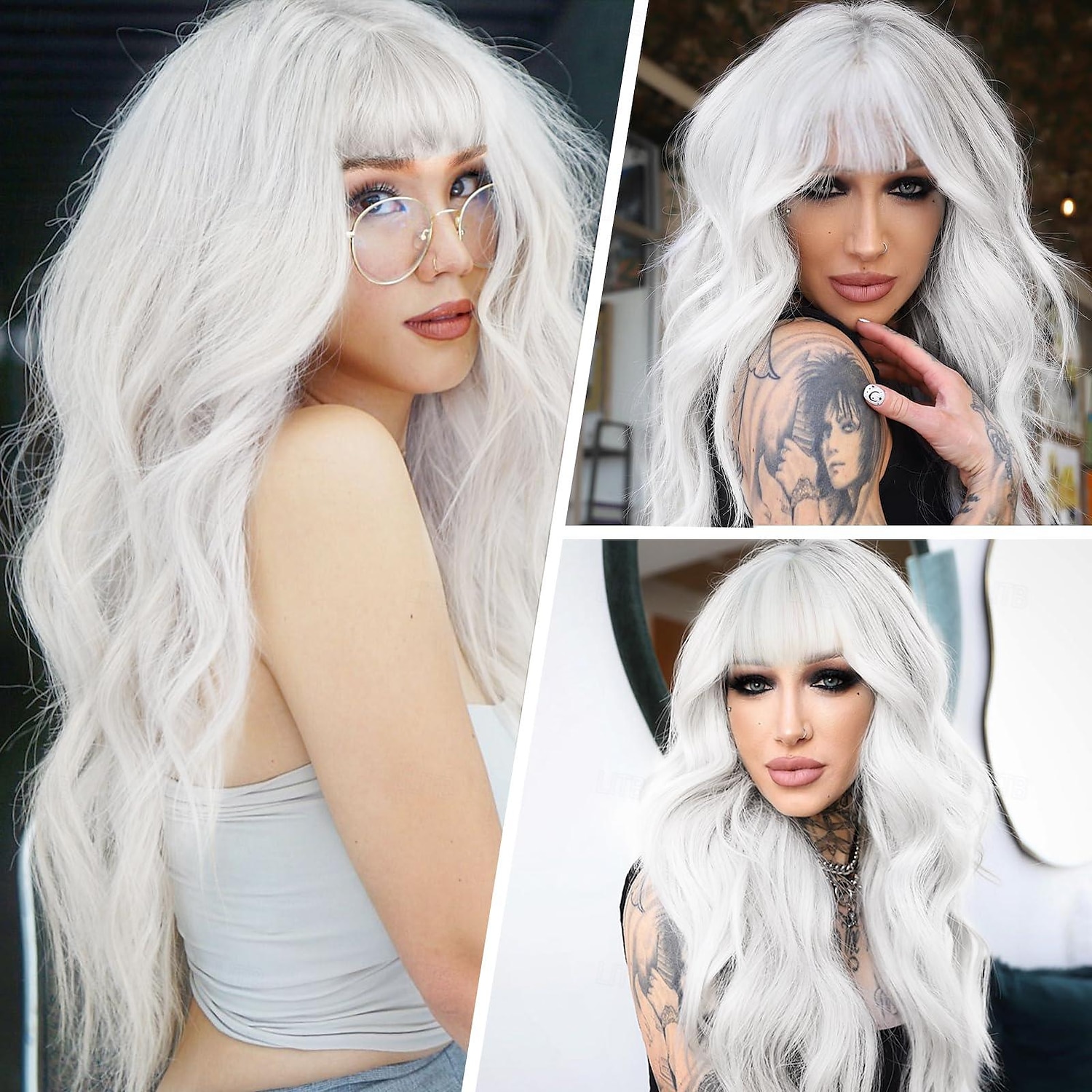 Parrucca con frangia parrucca ondulata lunga per donne parrucche sintetiche ricce capelli dall'aspetto naturale resistenti al calore parrucche per uso quotidiano festa cosplay 26 pollici parrucche di del 2025 a $24.99 –P7