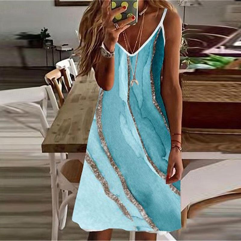 Rochie Mini Femei Rochie Petite Rochie Petite Rochie de Vară Rochie A Line Rochie de Vară Vacanță Modă Stilată în Aer Liber Vacanță Zile de Zi Ajustare Regualară Ombre Marmură Fără Mâneci Decolteu în 2025 - $21.99 –P1