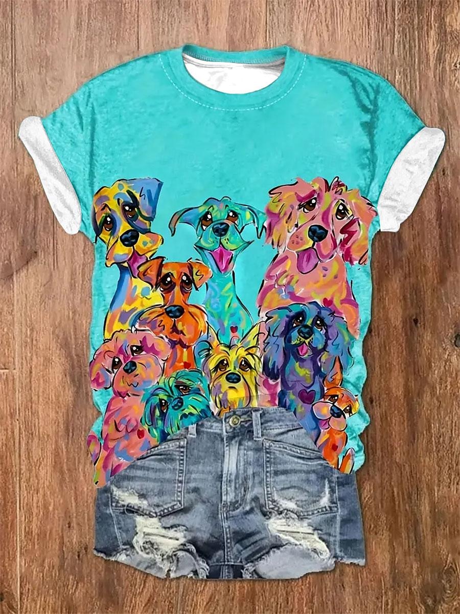 tricou dama elegant imprimeu casual maneca scurta topuri obisnuite decolteu zilnic verde vara 2025 - $19.99 –P1