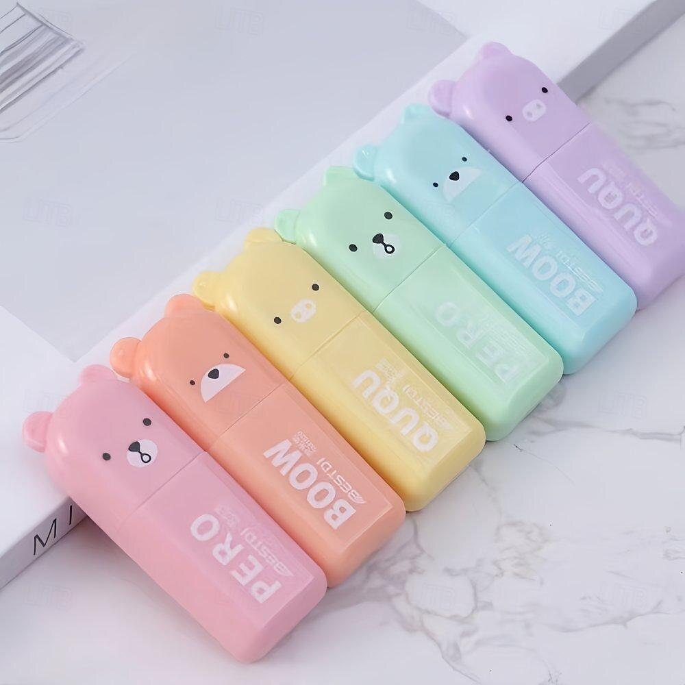 Mini-Textmarker in Bärenform, Farbmarker, Hauptbuchstift, Schulanfang, Schulbedarf, Marker, 6 Stück/Set 2025 - $14.99 –P2