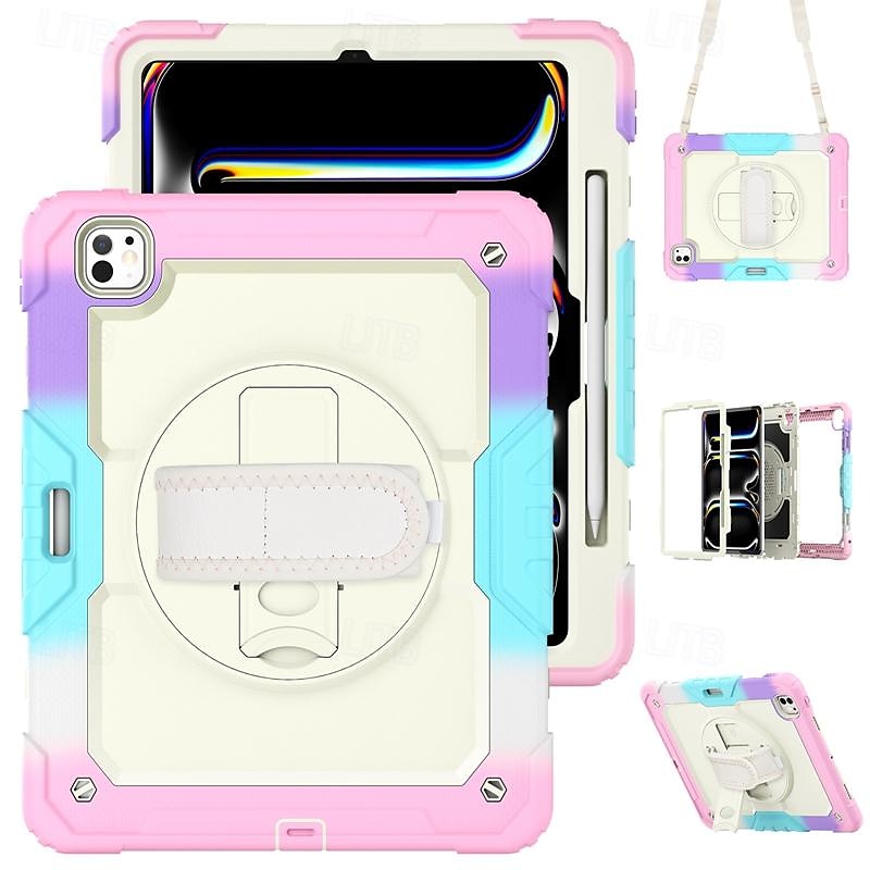 Tablet Case Cover For Apple iPad Air 11"(2024) iPad Air 13"(2024) iPad Pro 11"(2024) iPad Pro 13"(2024) Portable Handle Pencil Holder Camouflage Armor PC Silicone 2025 - $34.99 –P10