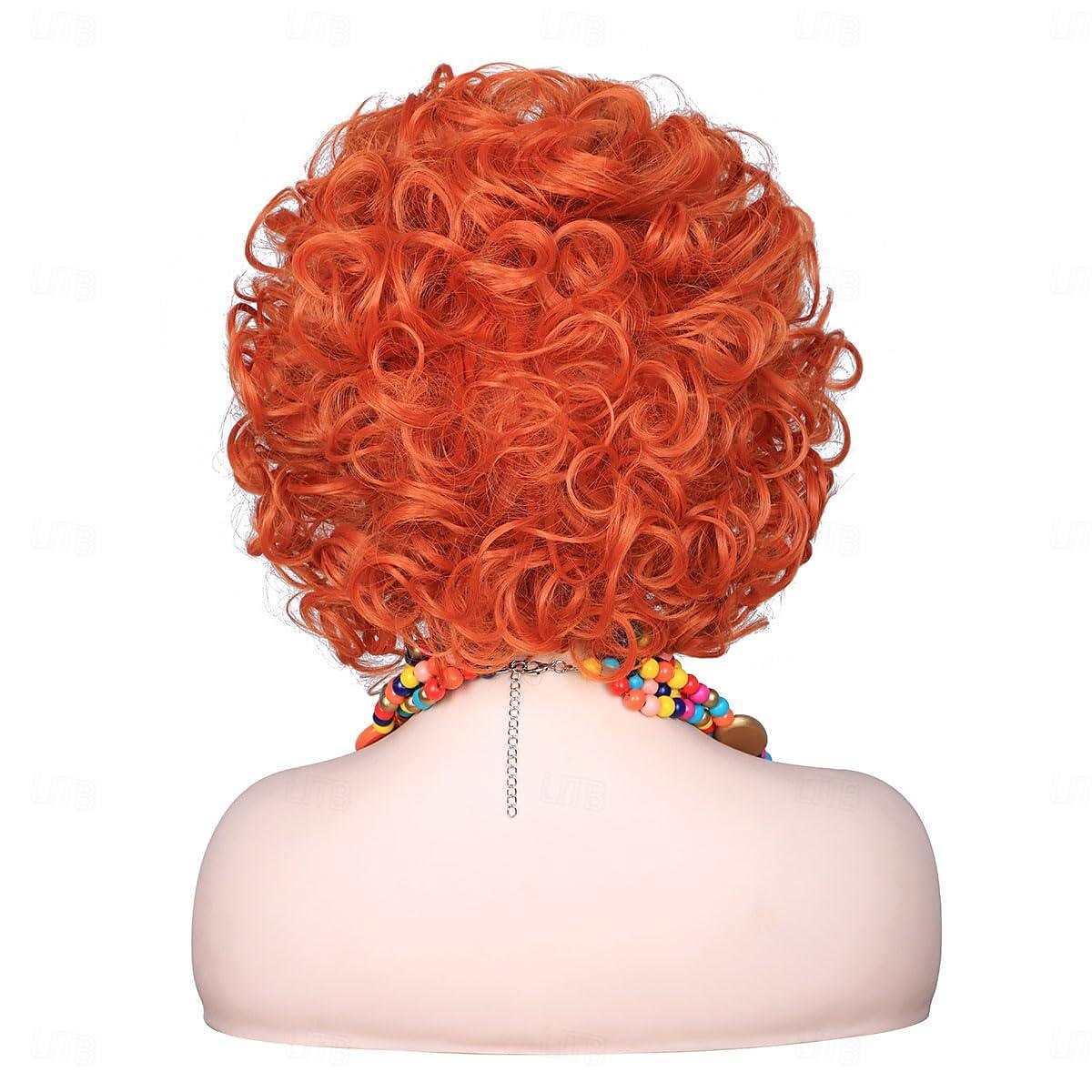Peluca rizada naranja roja de cosplay con collar y pendientes para mujeres disfraz de carnaval pelucas de Halloween 2025 - $24.99 –P4