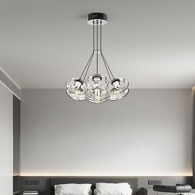 LED Pendant Light Warm White Glass 35/50/65cm 7/13/19-Light Gypsophila Geometrical Stainless Steel Glass Acrylic Hanging Lamp Living Room Art Design Indoor Bedroom Suspension Lighting Restaurant 110-240V 2025 - $549.99 –P7