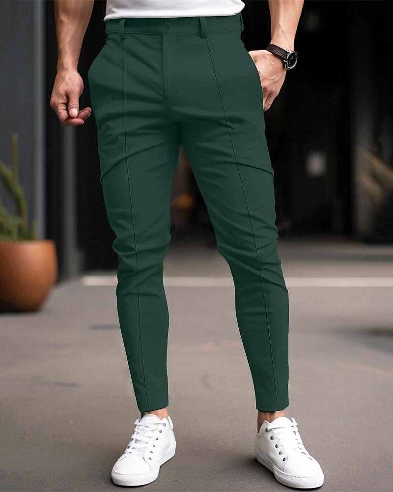 Homens Calças chinês Calça Chino Pregueado Xadrez Conforto Trabalho O negócio Diário Casual Preto Vinho Micro-Elástica de 2025 por $25.99 –P4