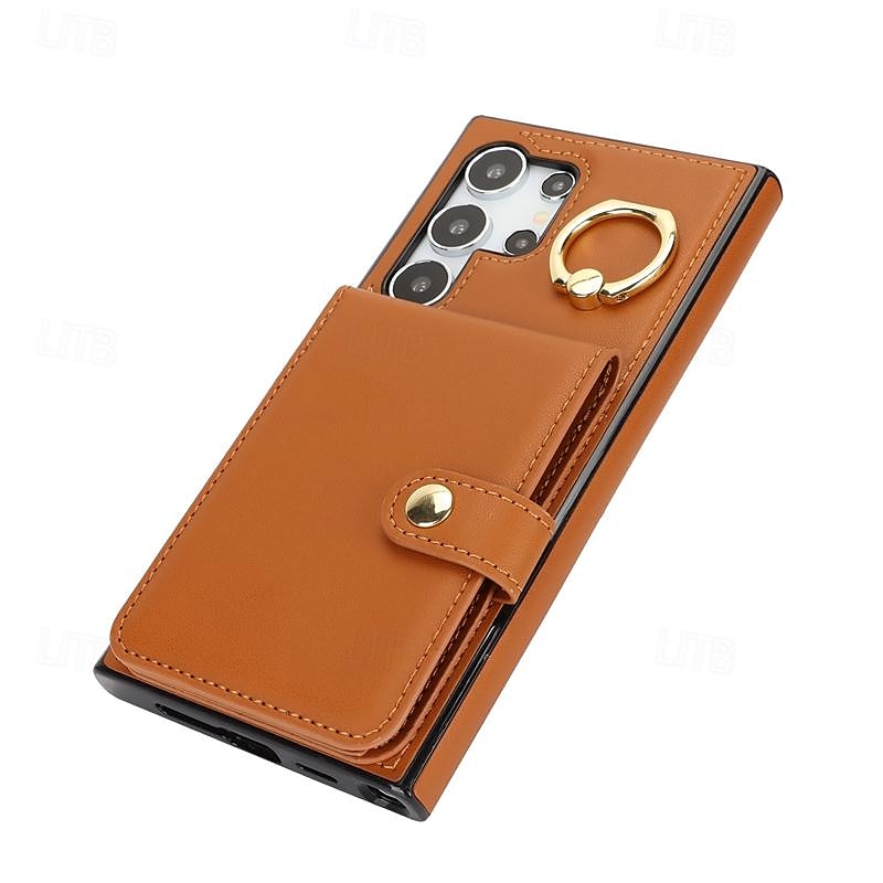 telefon Carcasă Pro Samsung Galaxy S24 Ultra Plus S23 Ultra Plus S22 Plus Ultra A55 A35 A25 A15 5G A14 A54 A53 S25 Ultra Pouzdro na peněženku se stojánkem Držák na prsteny Slot pro kartu Retro TPU PU 2025 - $19.99 –P8