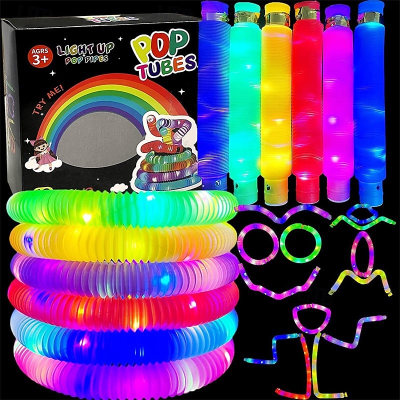 tubi pop luminosi per bambini bastoncini luminosi bomboniere per bambini braccialetti elastici con led al neon collane accessori per bambini campo da viaggio campeggio giocattoli divertenti regali per del 2025 a $34.99 –P1
