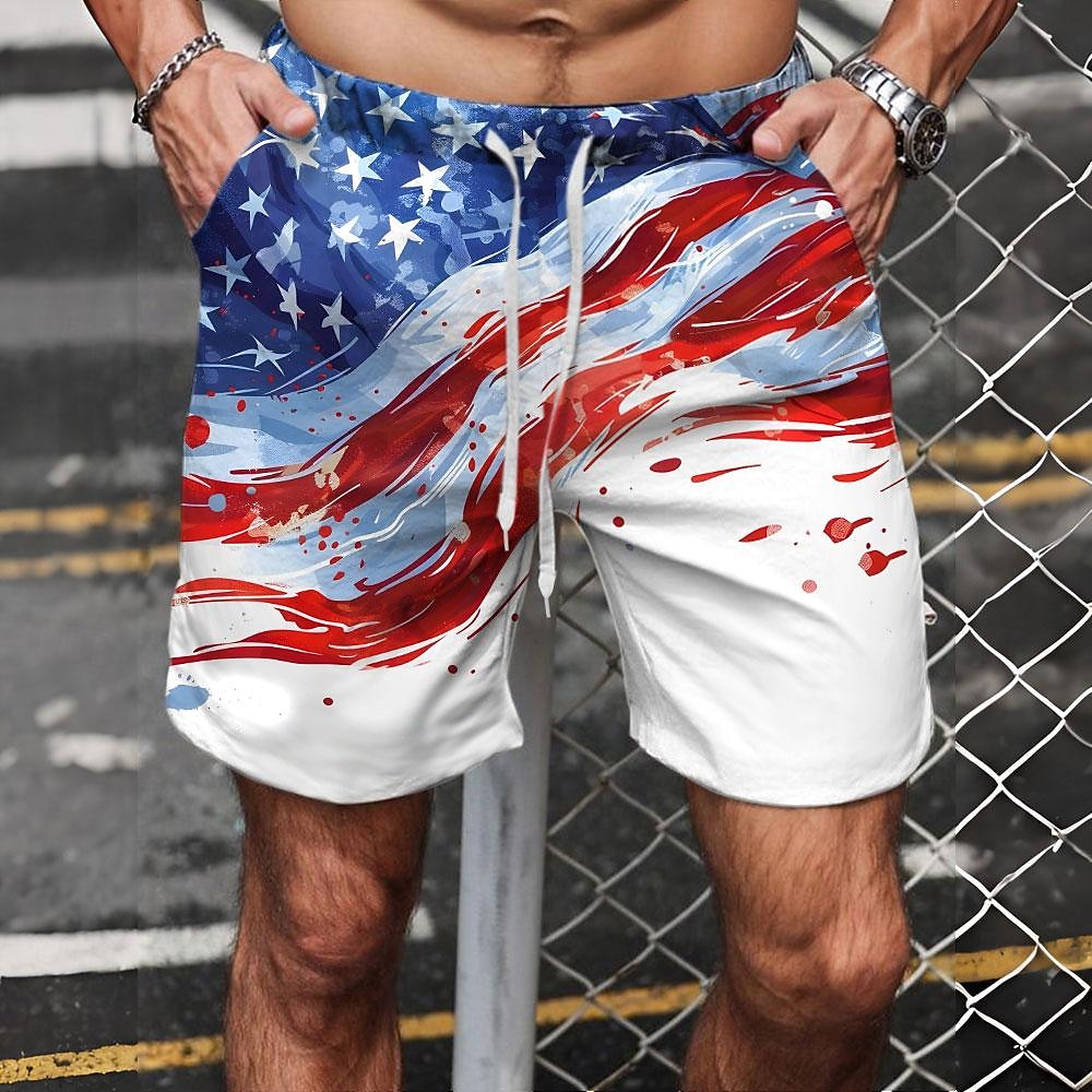 Voor heren Vlag 4 juli, 250e verjaardag van de VS Amerikaanse vlag Lange zwembroeken Zwemshorts Boardshorts Medium Taille Modieus Streetwear Ontwerper Casual Dagelijks Streetwear Trekkoord Zak 2026 - $18.99 –P1