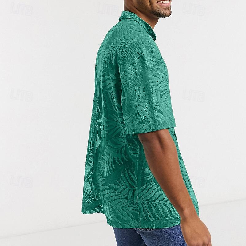 Per uomo Camicia Camicia estiva Maglietta informale Camicia da spiaggia Camicia con bottoni Camicia cubana Verde Manica corta A foglia Collare da campo Da mare Per eventi Strappato Abbigliamento Di del 2025 a $26.99 –P4