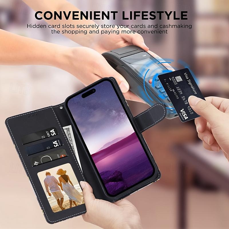 Phone Case For iPhone 16 iPhone 15 Pro Max Plus iPhone 14 13 12 11 Pro Max Plus Mini SE Wallet Case with Stand Holder Magnetic with Wrist Strap TPU PU Leather 2025 - $19.99 –P6