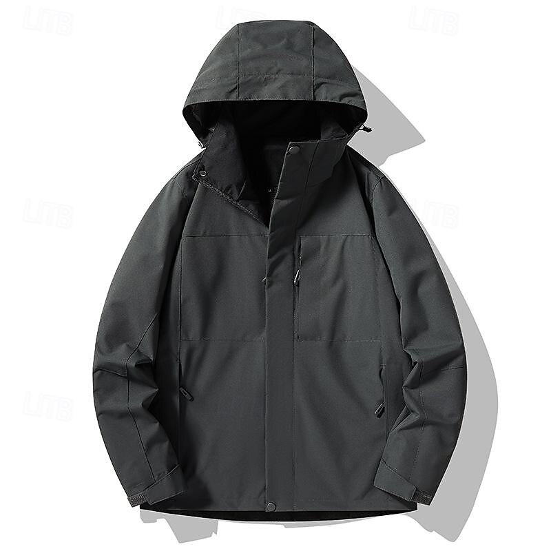 Men's Softshell Jacket Hiking Jacket Outdoor Color Block Windproof Water Resistant Hoodie Windbreaker Jacket Camping / Hiking / Caving Traveling Dark Grey Black Burgundy Navy Blue Light Grey 2025 - $42.99 –P2