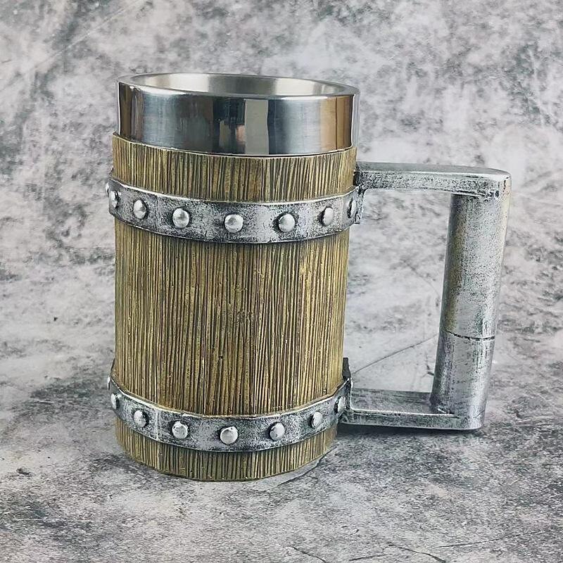 1pc Antique Viking Beer Mug - Wooden Barrel Cup with Stainless Steel Liner - Perfect Gift for Beer Lovers 2025 - $32.99 –P10