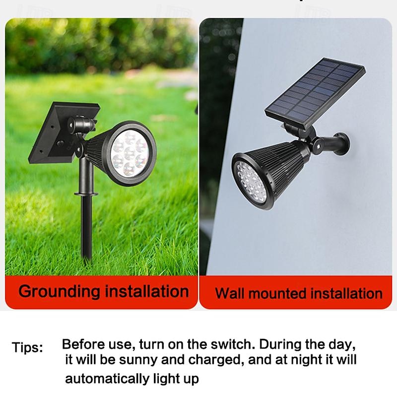 Solar Spot Lights Outdoor 2-in-1 Solar Landscape Spotlights Security Lights IP65 Waterproof Wall Lights for Walkway Yard Garden Driveway Pathway Garden 4/7 LED Beads 2025 - $18.49 –P4