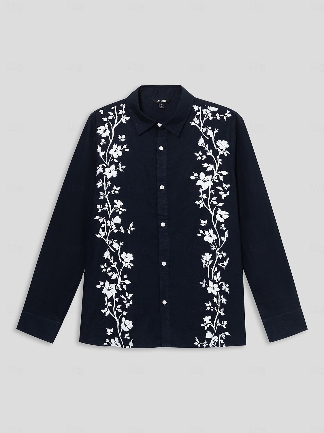 Per uomo Camicia di lino Camicia in cotone e lino Floreale All'aperto Casual Blu marino Manica Lunga Collo ripiegato Primavera & Autunno Abbigliamento Bottoni del 2025 a $12.99 –P3