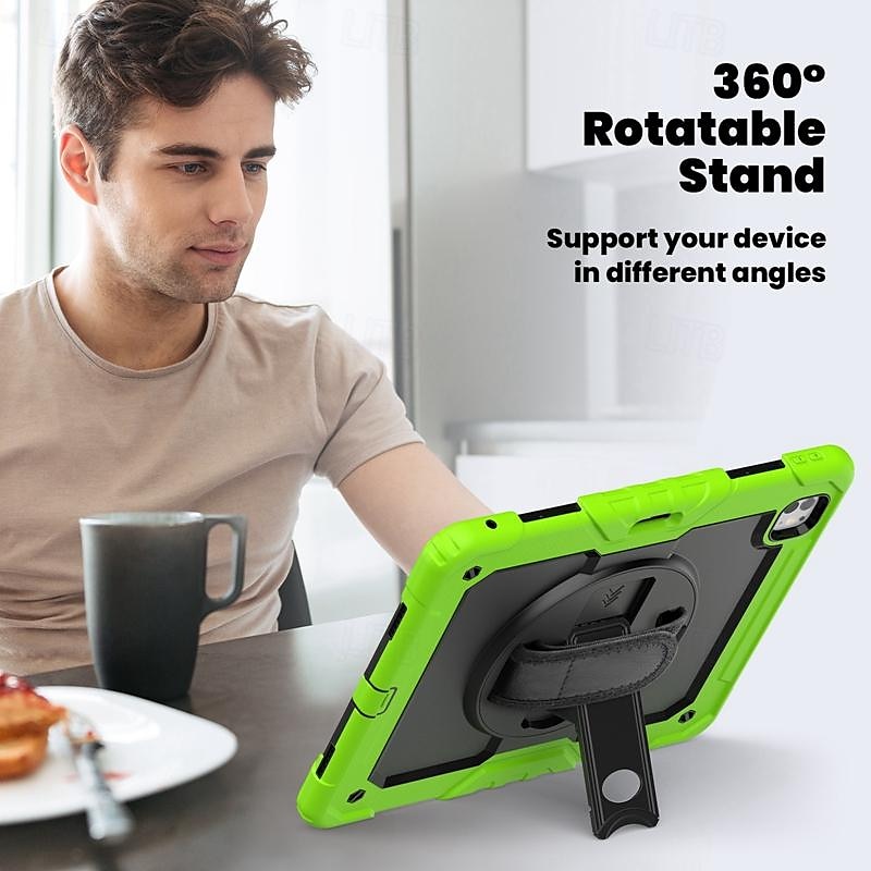 Tablet Case Cover For Apple iPad Air 11"(2024) iPad Air 13"(2024) iPad Pro 11"(2024) iPad Pro 13"(2024) Portable Handle Pencil Holder Armor PC Silicone 2025 - $45.99 –P4