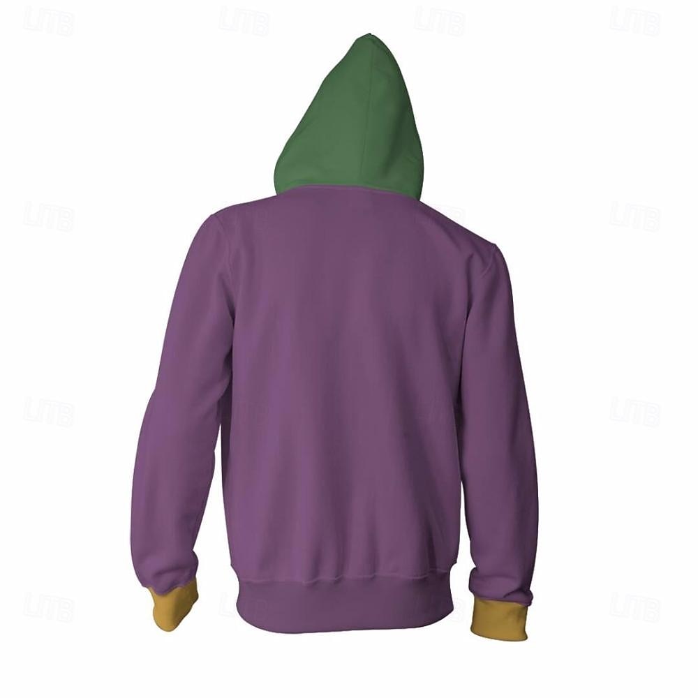 Joker Joker Ytterklær Hettegenser med glidelås Animé 3D Lomme foran Graphic Kengurulomme Til Par Herre Dame Voksne Halloween Karneval Maskerade 3D-utskrift Fritid / hverdag 2025 - $31.99 –P3