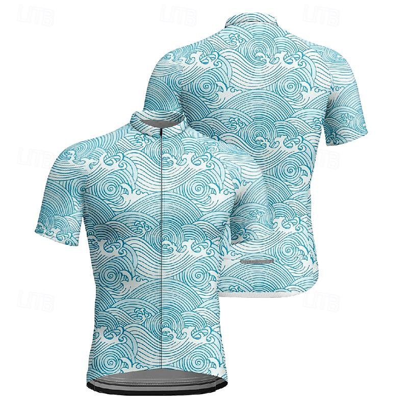 Pánské Cyklodres Krátký rukáv Kolo Tričko Dres Vrchní část oděvu se 3 zadními kapsami Horská cyklistika Prodyšné Rychleschnoucí Nebeská modř Grafika Sportovní Oblečení 2025 - $30.99 –P3