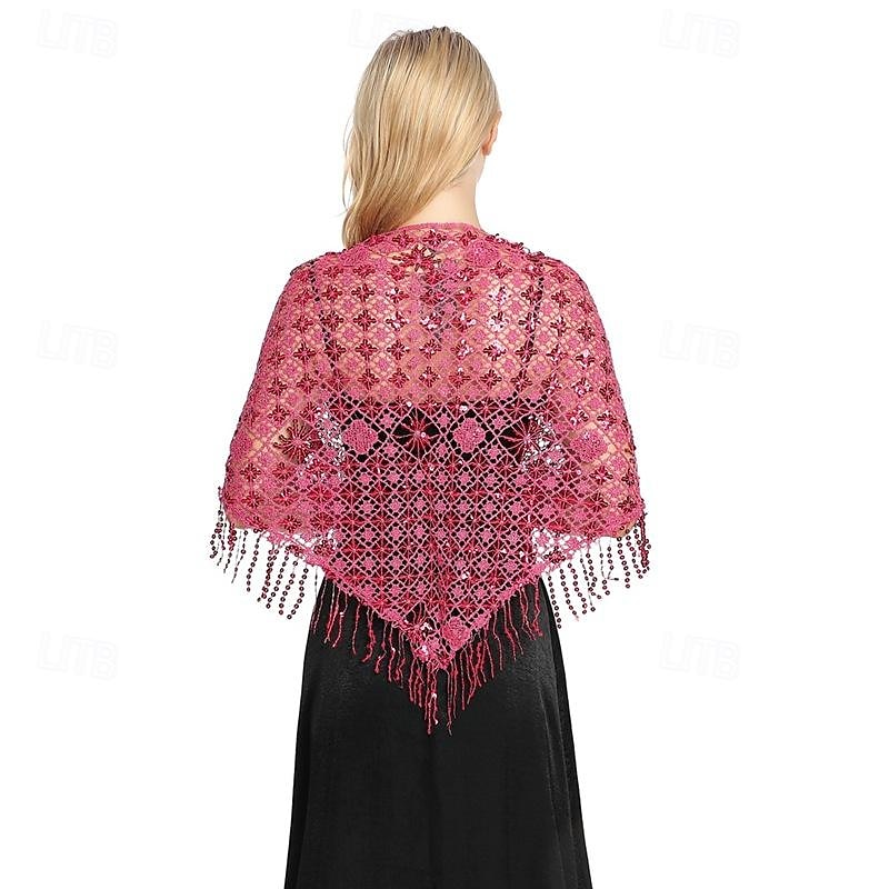 Châle triangle à paillettes pour femmes, enveloppe à franges, cape de soirée, châle de mariée, écharpe pour robes de soirée, fête de 2025 ? $14.99 –P9