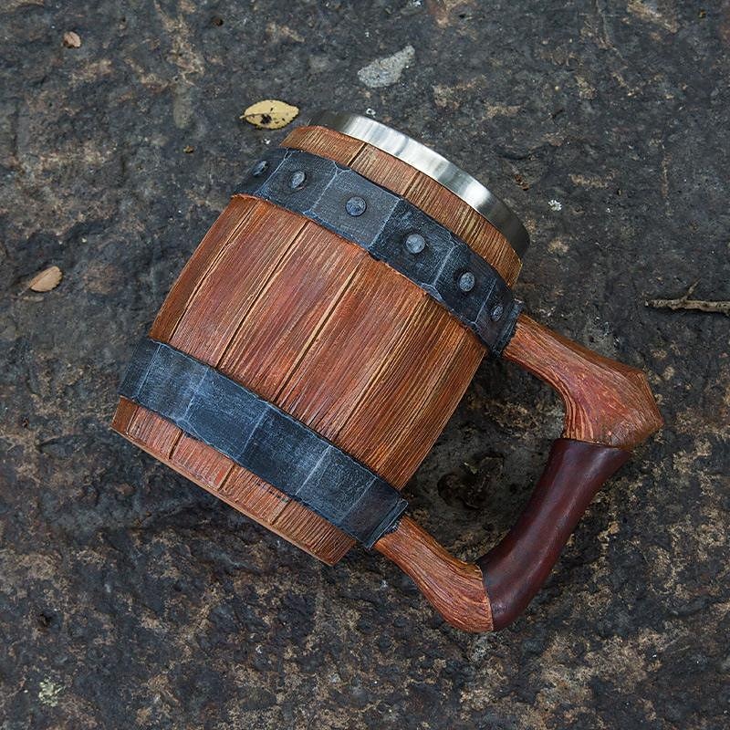 1pc Antique Viking Beer Mug - Wooden Barrel Cup with Stainless Steel Liner - Perfect Gift for Beer Lovers 2025 - $32.99 –P2