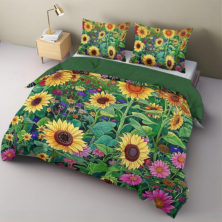 set copripiumino floreale botanico - include copripiumino e federe - design elegante e ispirato alla natura - tessuto morbido e confortevole - perfetto per l'arredamento della camera da letto del 2025 a $68.99 –P1