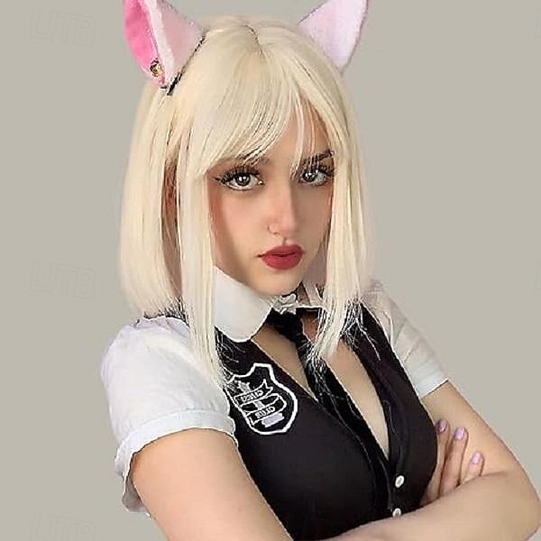 Perruque bob bleu clair avec des bangs courte perruque droite bleue pour femmes cheveux mi-longs colorés perruque synthétique pour usage quotidien fête cosplay 12 pouces perruques Halloween de 2025 ? $18.99 –P5
