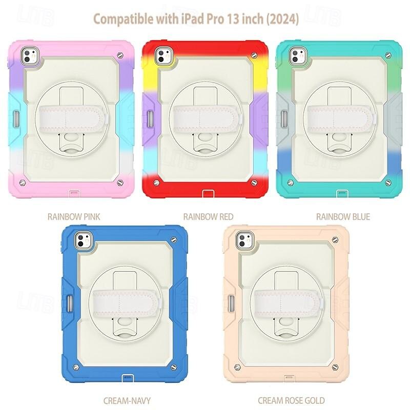 Tablet Case Cover For Apple iPad Air 11"(2024) iPad Air 13"(2024) iPad Pro 11"(2024) iPad Pro 13"(2024) Portable Handle Pencil Holder Camouflage Armor PC Silicone 2025 - $34.99 –P1