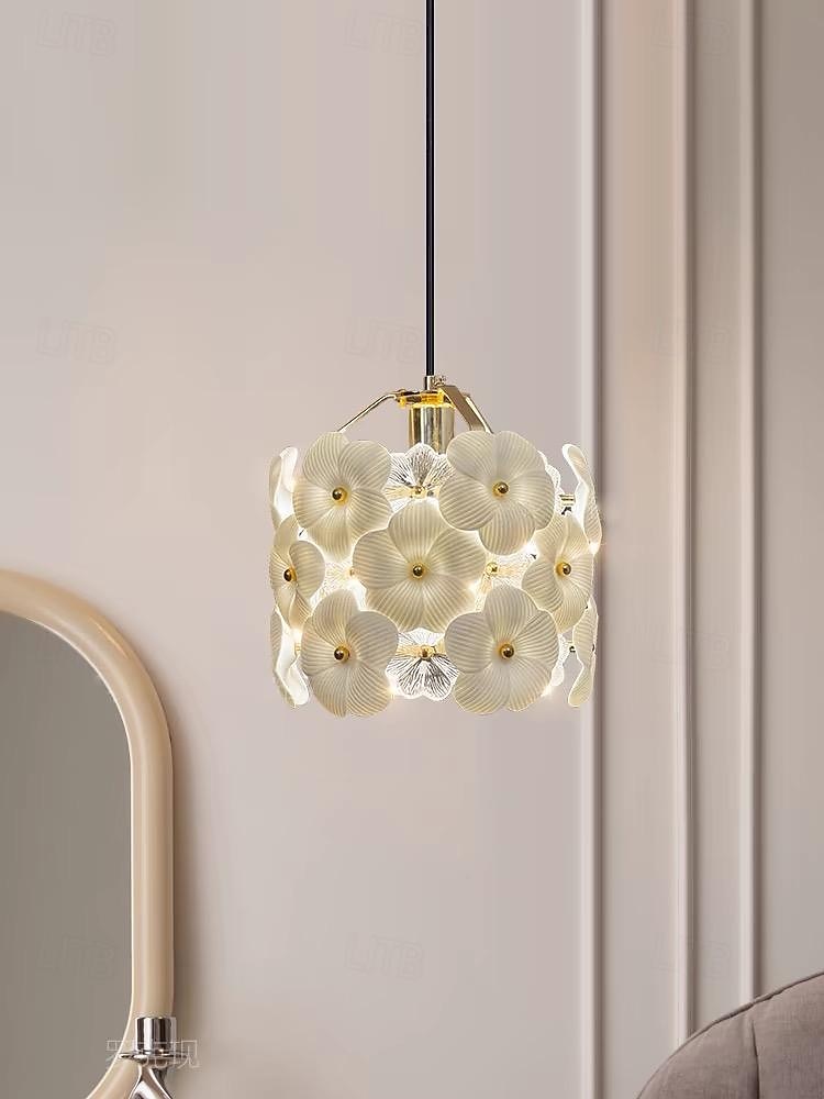 Luz pendente estilo francês flor romântica lâmpada corpo cristal/abajur de vidro luz suspensa 80in luminárias de fio pendente ajustável teto alto para quarto sala de estar luminária pendente de 2026 por $172.99 –P4