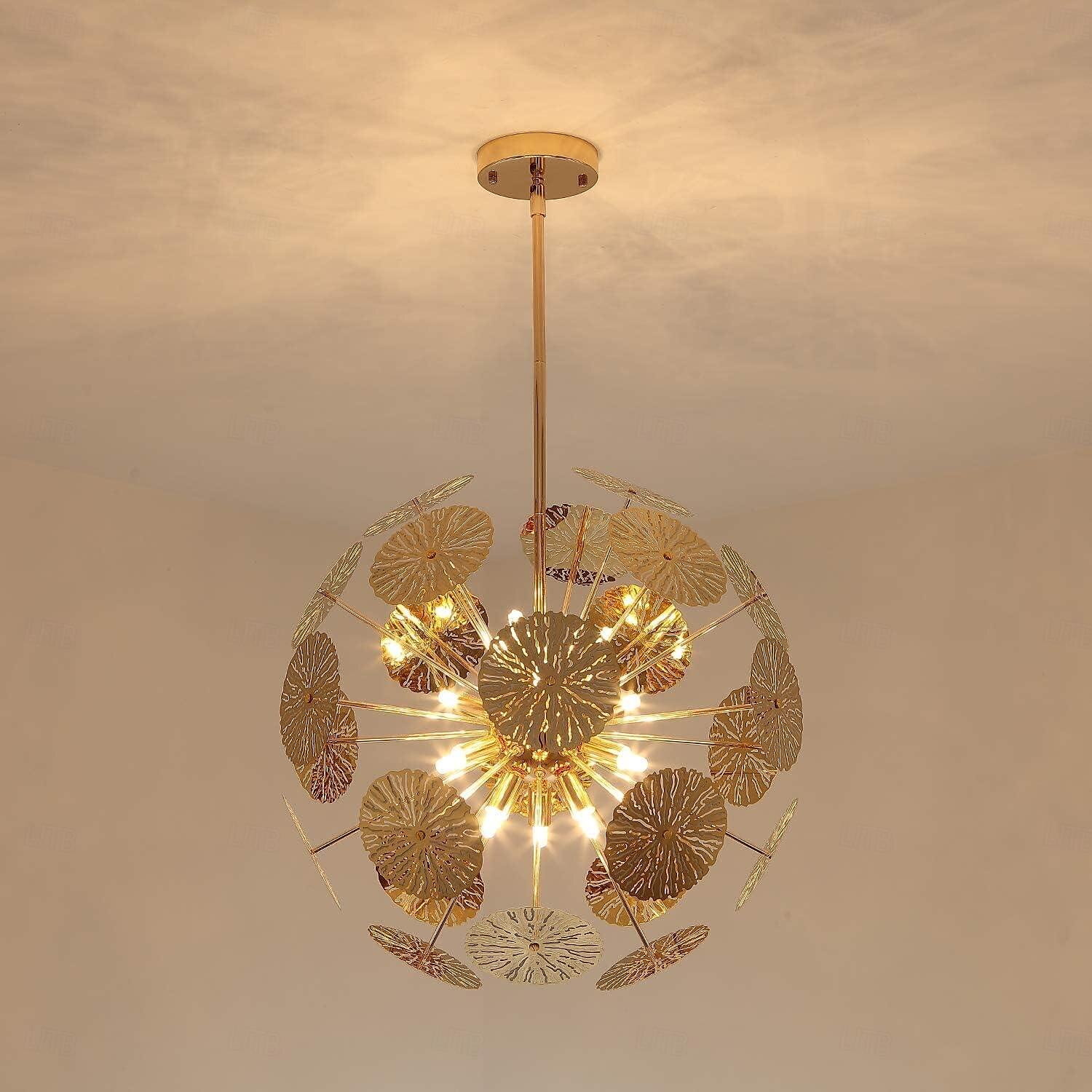 Luces colgantes 8 luces modernas circulares de acero inoxidable de 50 cm/19,6 pulgadas base de oro cromado g9, lámparas colgantes de globo con poste ajustable, adecuadas para restaurantes, cocinas, 2025 - $299.99 –P5