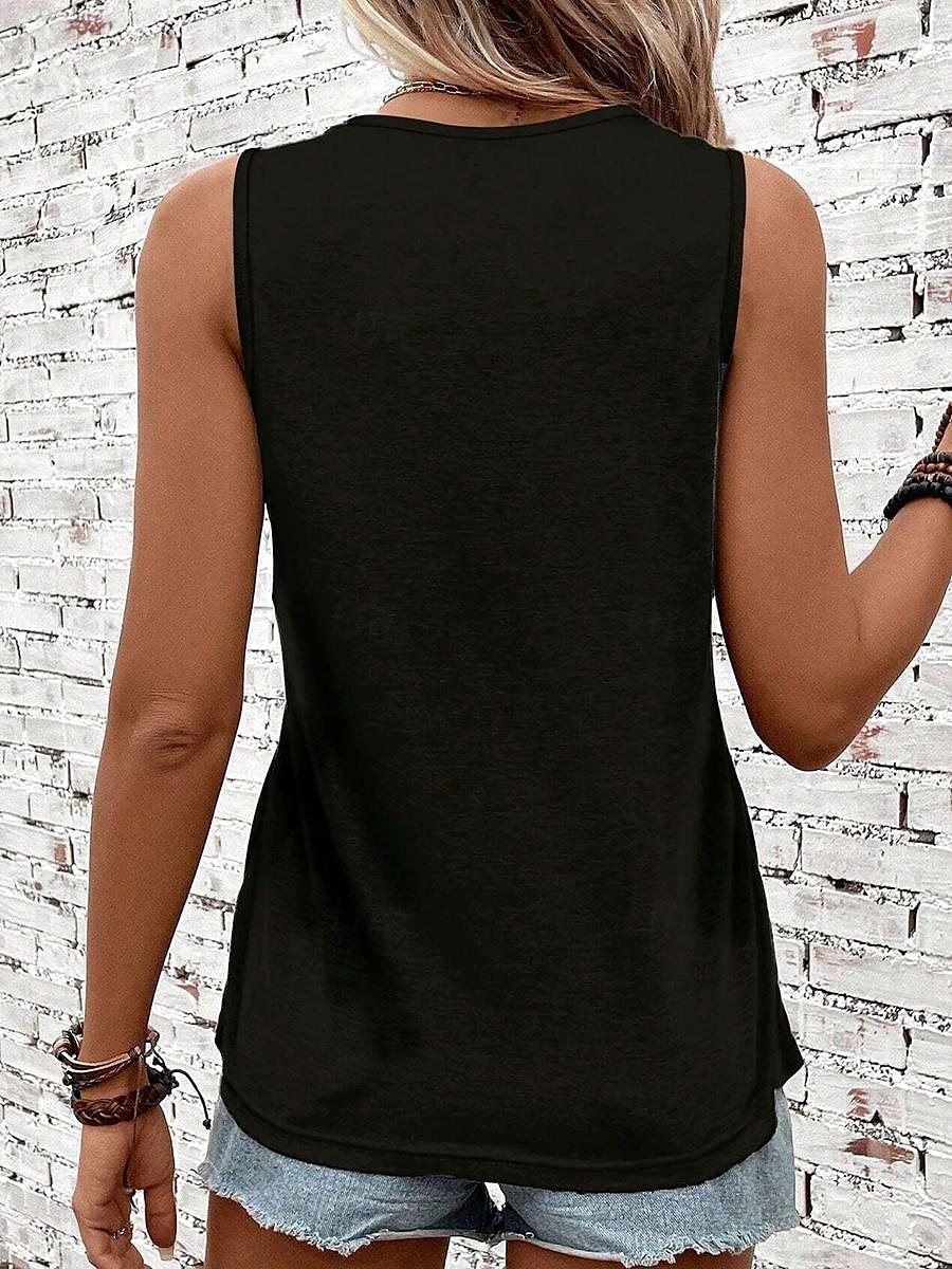 Débardeur en camisole pour femmes quotidienne color block géométrique sans manches noir été de 2025 ? $17.99 –P2