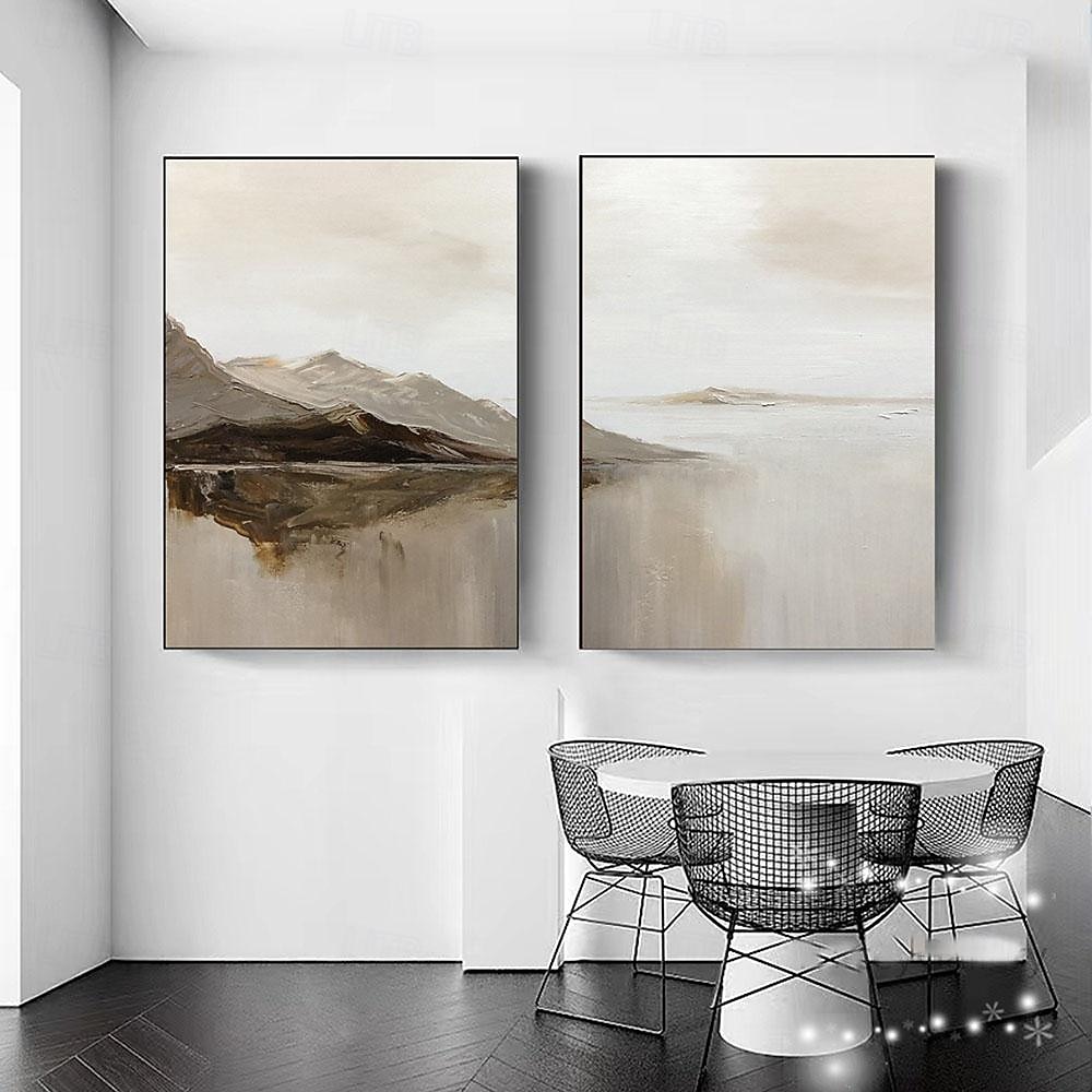 Landschaftsölgemälde handgemachtes beiges abstraktes Gemälde handgemaltes beiges Ölgemälde braunes Gemälde strukturierte minimalistische Kunst Bergkunst Gemälde für Wohnzimmer Schlafzimmer 2025 - $94.99 –P2