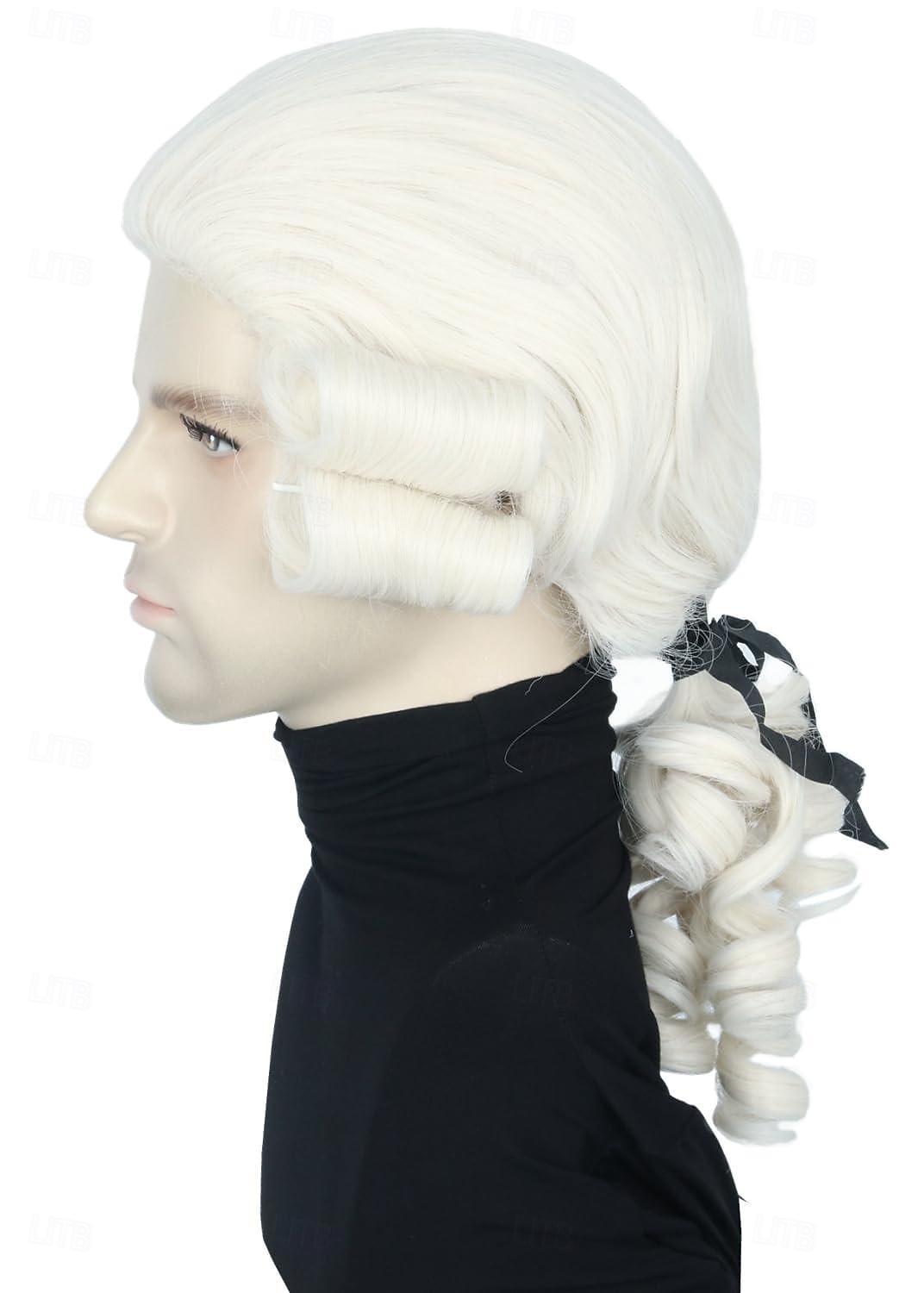 Parrucca da giudice coloniale da uomo parrucca polverosa parrucche lunghe e ricce per il costume di Washington parrucca divertente pompe per parrucche di carnevale cosplay parrucche di Halloween del 2026 a $15.99 –P3