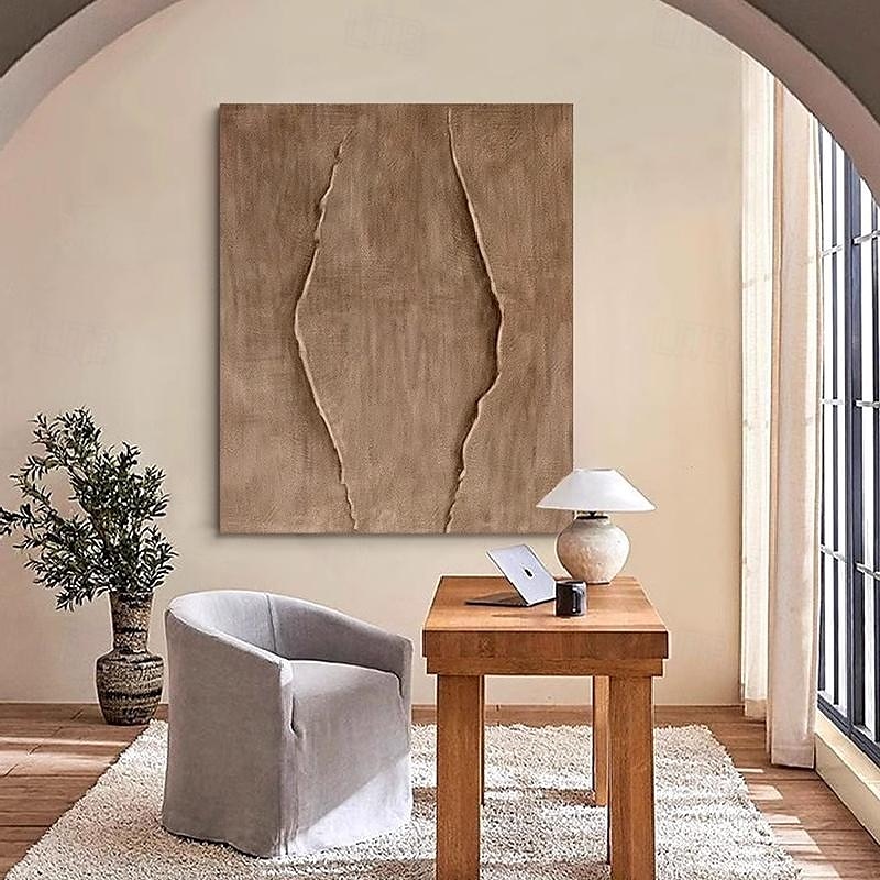 großes handgemachtes abstraktes Ölgemälde auf Leinwand handgemachte minimalistische Wandkunst moderne strukturierte braune Malerei übergroße Leinwand Malerei Kunst Raum Dekor 2025 - $125.99 –P2