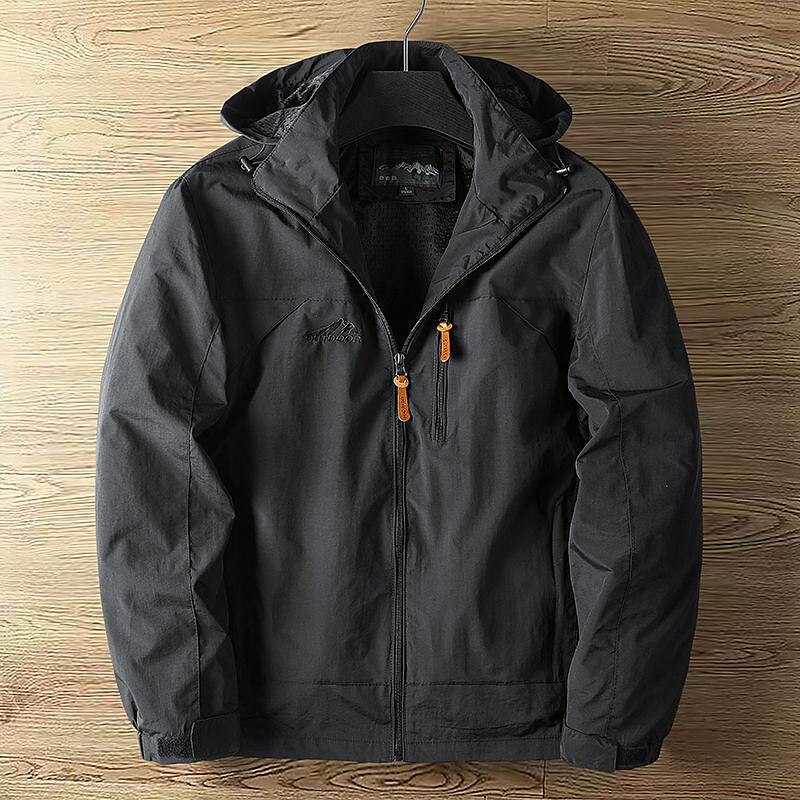 Herren Soft Shell Jacke Wanderjacke Draussen Windundurchlässig Wasserdicht Kapuzenshirt Windbreaker-Jacke Camping / Wandern / Höhlenforschung Reisen Schwarz Armeegrün Marinenblau Khaki Grau 2025 - $34.99 –P2