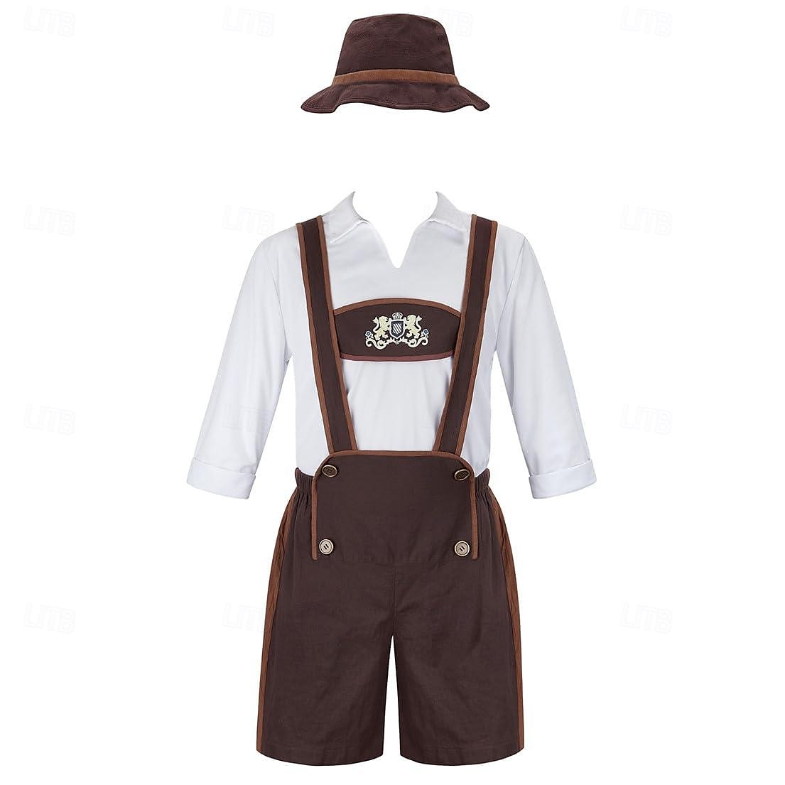 Międzynarodowy Festiwal Piwa Oktoberfest Lederhosen Bawaria Niemiecki Monachium Łąki Męskie Tkanina w stylu tradycyjnym Bluzka Szorty 2026 - $30.99 –P1
