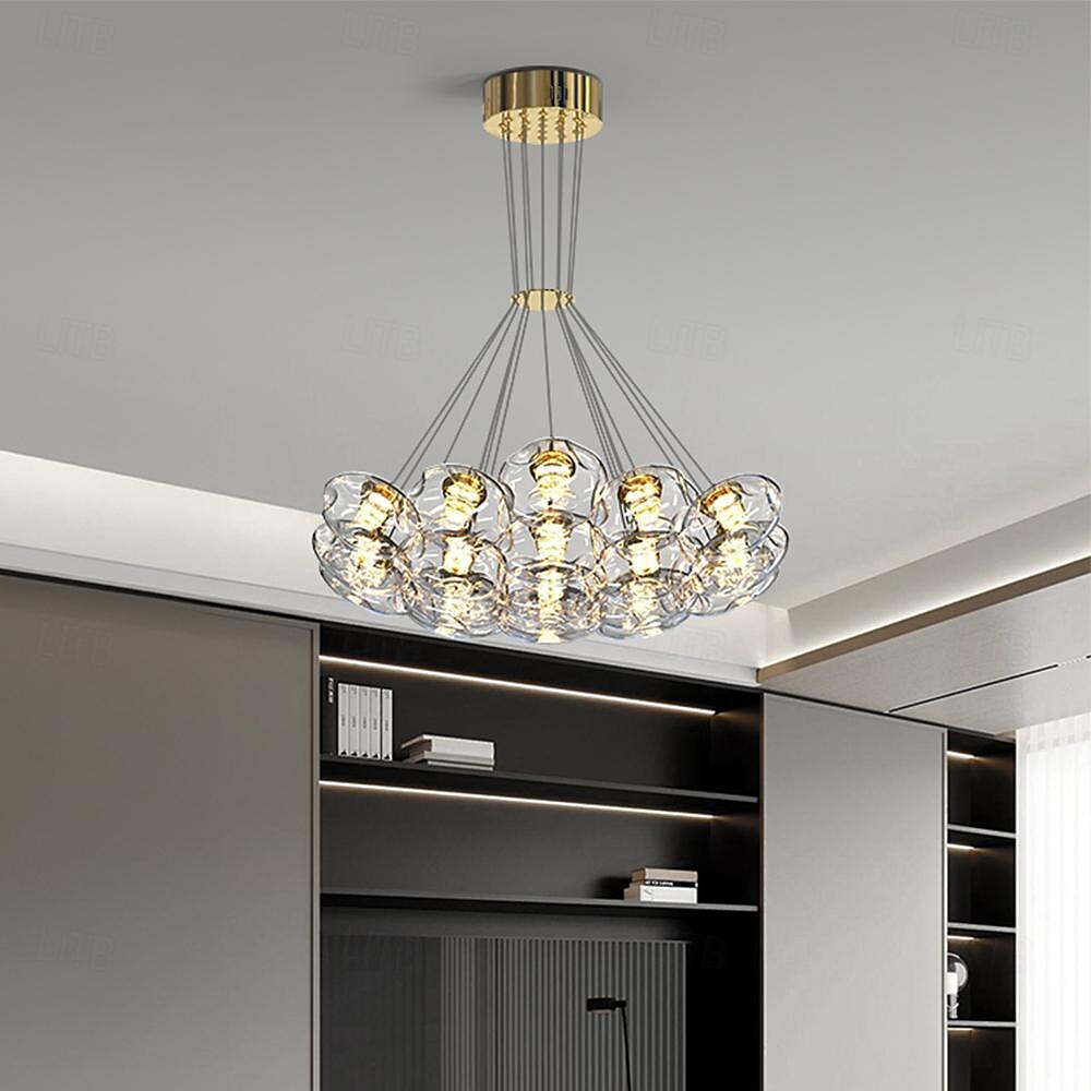 LED Pendant Light Warm White Glass 35/50/65cm 7/13/19-Light Gypsophila Geometrical Stainless Steel Glass Acrylic Hanging Lamp Living Room Art Design Indoor Bedroom Suspension Lighting Restaurant 110-240V 2025 - $549.99 –P1
