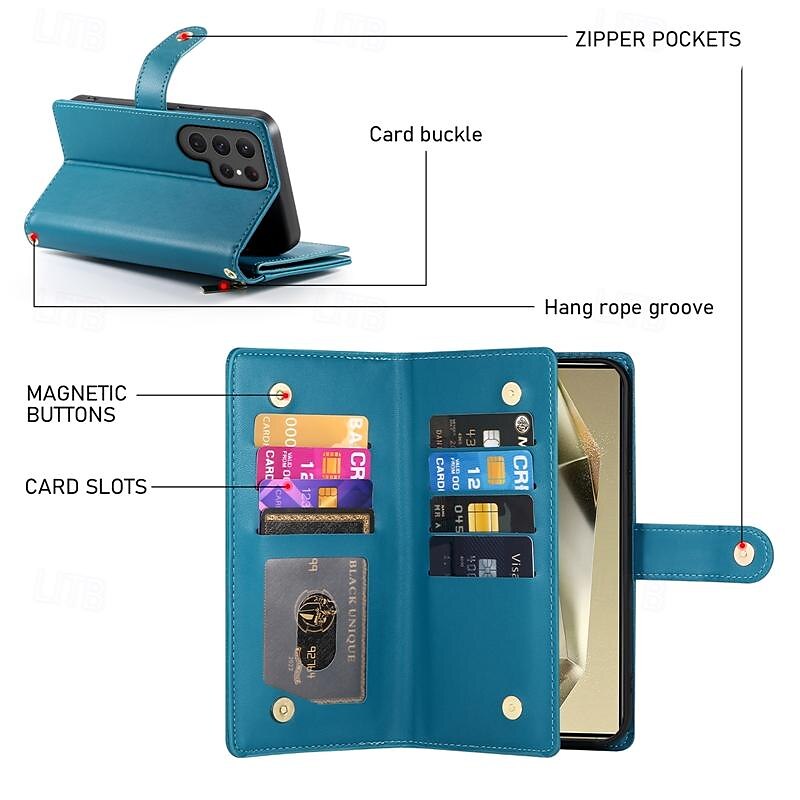 Phone Case For Samsung Galaxy S24 Ultra Plus S23 S22 S21 S20 Ultra Plus FE A55 A35 A25 A15 5G A54 A34 A14 A73 A53 A33 A23 A13 A72 A52 A32 A22 A12 S25 Ultra Back Cover with Stand Holder Magnetic Zipper 2025 - $27.99 –P12