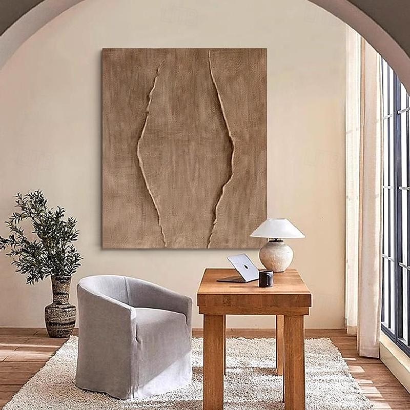 großes handgemachtes abstraktes Ölgemälde auf Leinwand handgemachte minimalistische Wandkunst moderne strukturierte braune Malerei übergroße Leinwand Malerei Kunst Raum Dekor 2025 - $125.99 –P3