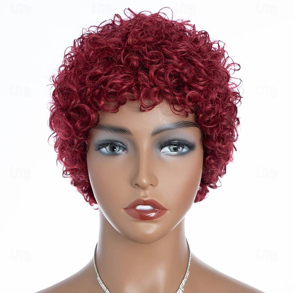 kort krullend menselijk haar pruiken voor vrouwen 100% Braziliaanse maagd kort menselijk haar pixie-cut pruiken korte bob krullend niet-kant menselijk haar pruiken 2025 - $47.99 –P5