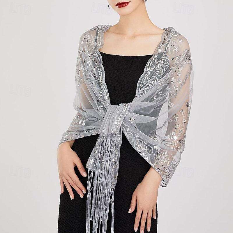 lange sjalomslag for kvinner fra 1920-tallet, kveldssjal med paljetter for kvinner formell/fest/bryllup/formell/harlem night 2025 - $27.99 –P4
