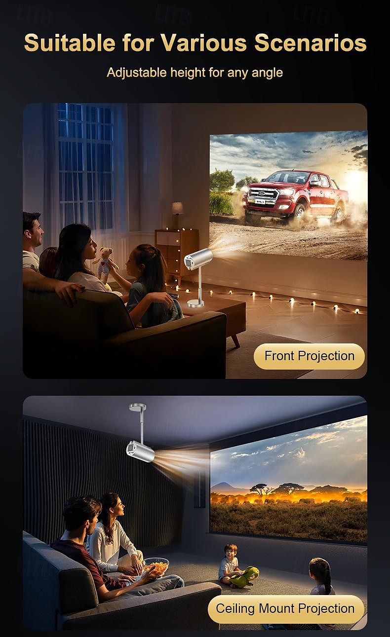 TS-3 Smart Portable Movie Projector with WiFi and Wireless & Native 1080P Home Theater Video Projector Compatible with IOS/Android/HDTV/USB Suitable for Meeting Office School Team Building 2025 - $257.69 –P5