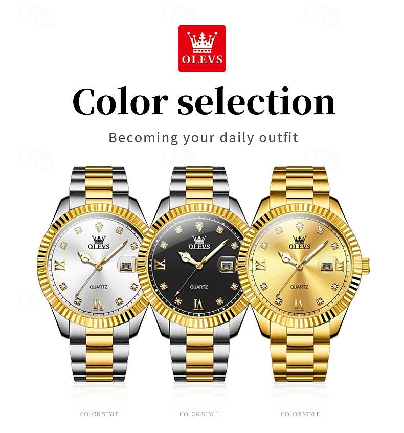 OLEVS Men Quartz Watch Fashion Business Wristwatch Luminous Calendar Waterproof Decoration Steel Watch 2025 - $27.99 –P11