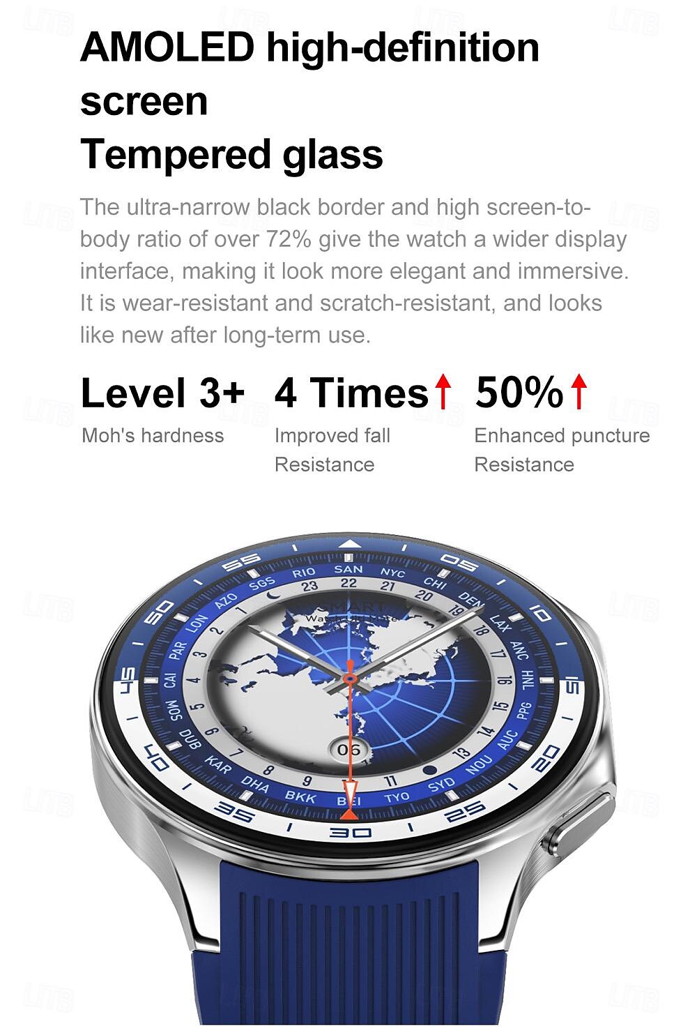 696 DTWatchX Montre intelligente 1.43 pouce Smartwatch Montre Connectée Bluetooth Podomètre Rappel d'Appel Moniteur de Sommeil Compatible avec Android iOS Femme Hommes Mode Mains-Libres Rappel de de 2025 ? $62.99 –P8