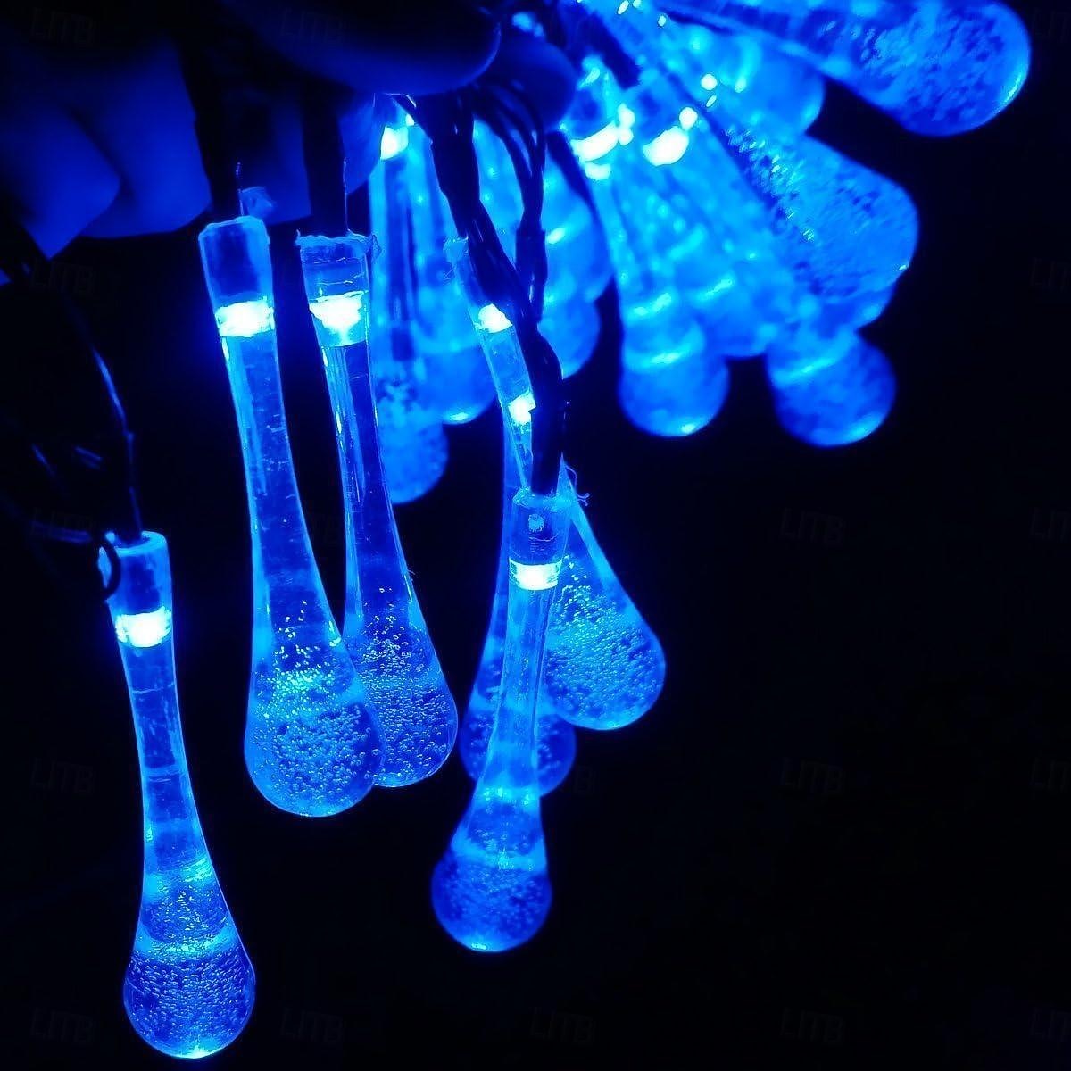 6.5m 30leds luci della stringa solare goccia d'acqua luci esterne impermeabili stringa di fata 8 modalità di illuminazione vacanza matrimonio giardino prato natale halloween decorazione del patio del 2025 a $14.49 –P2