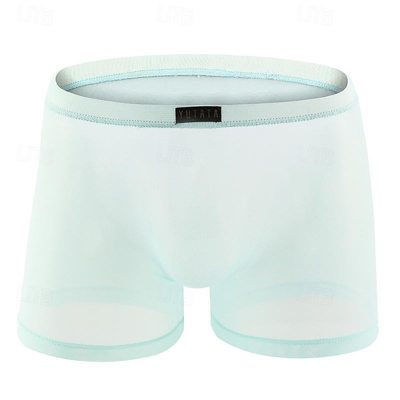 Men's 1 PCS Boxers Underwear Boxer Shorts Mesh Nylon Breathable Soft Comfortable Plain Mid Rise Black White 2025 - $8.99 –P11