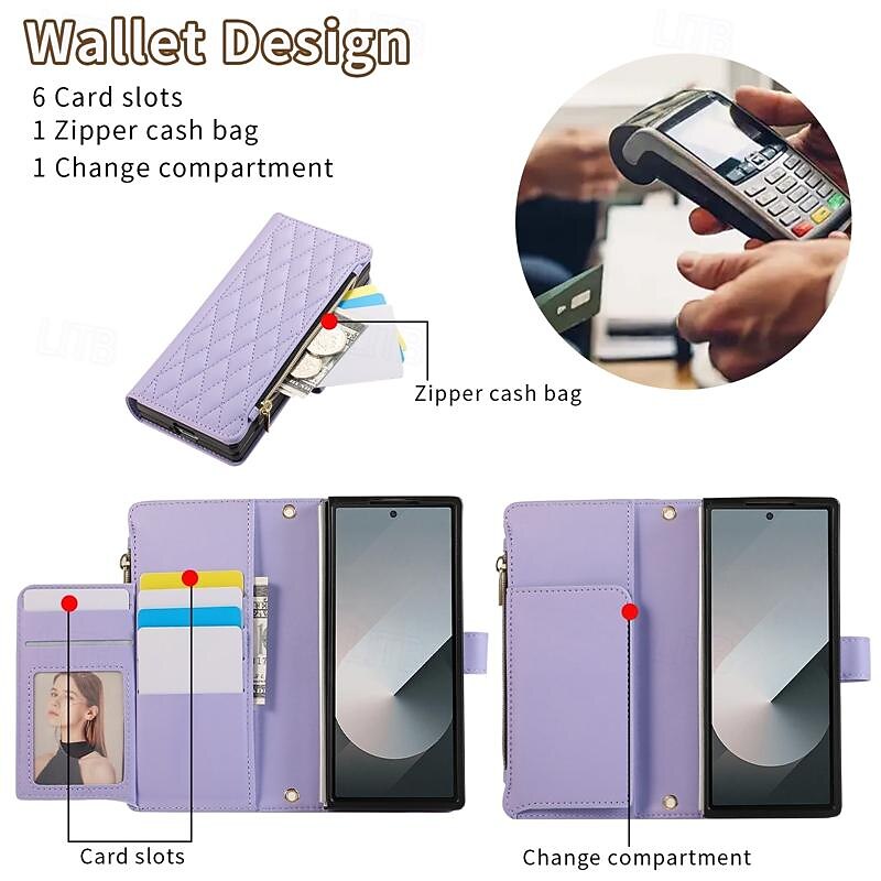 телефон Кейс для Назначение SSamsung Galaxy Z-сгиб 6 Z Fold 5 Z Fold 4 Z Fold 3 Кошелек для карт со стендом Магнитный Молния Ретро ТПУ Кожа PU 2025 - $18.99 –P2