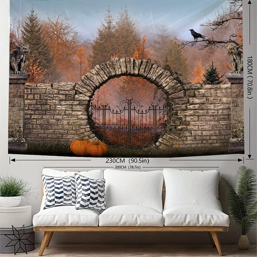 Halloween Creepy Forest Hanging Tapestry Wall Art Large Tapestry Mural Decor Photograph Backdrop Blanket Curtain Home Bedroom Living Room Decoration Glommy Ghost Graveyard 2025 - $13.99 –P4
